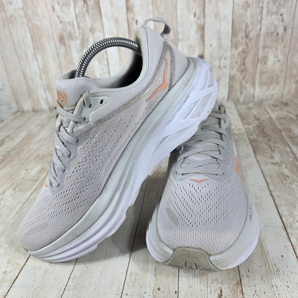 Hoka Bondi 8 Running Shoes Cushioned Comfort Walking Gray Women's 9.5 - Picture 4 of 8